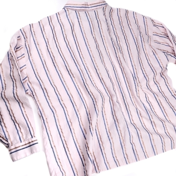 J. Jill Pink Rose Gold Metallic Blue Stripe Super Soft Cotton Long Sleev… - Picture 2 of 12